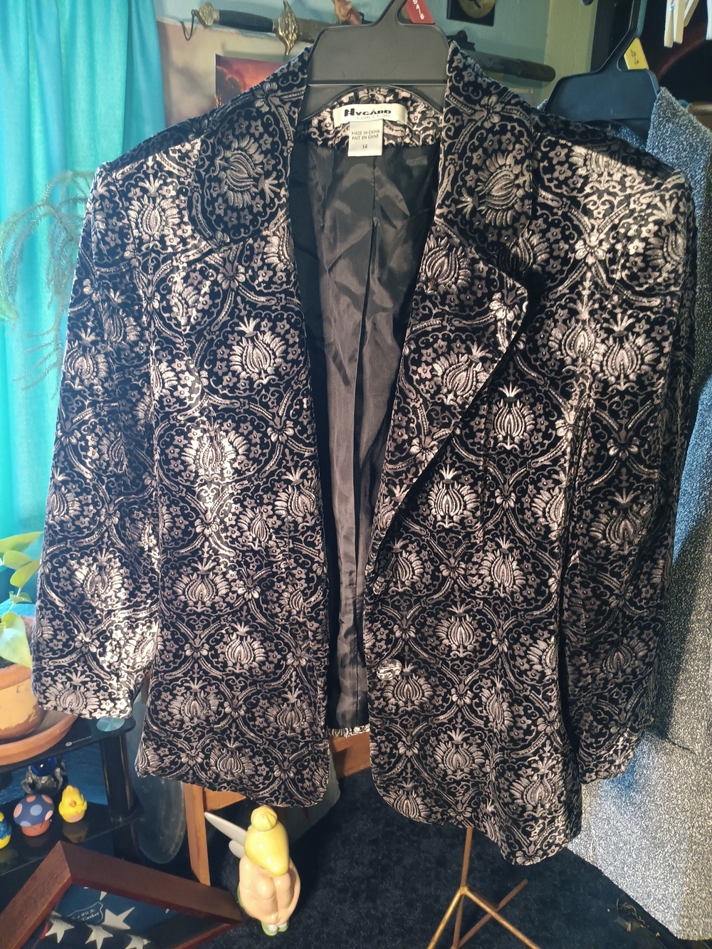 Peter Nygard Black & Silver Patterned Jacket